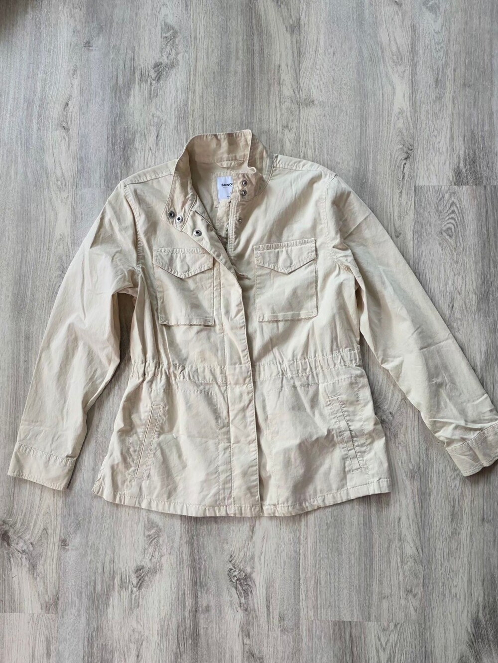 Sonoma Med Light Tan Safari Lightweight Zip Cargo Jacket/Coat